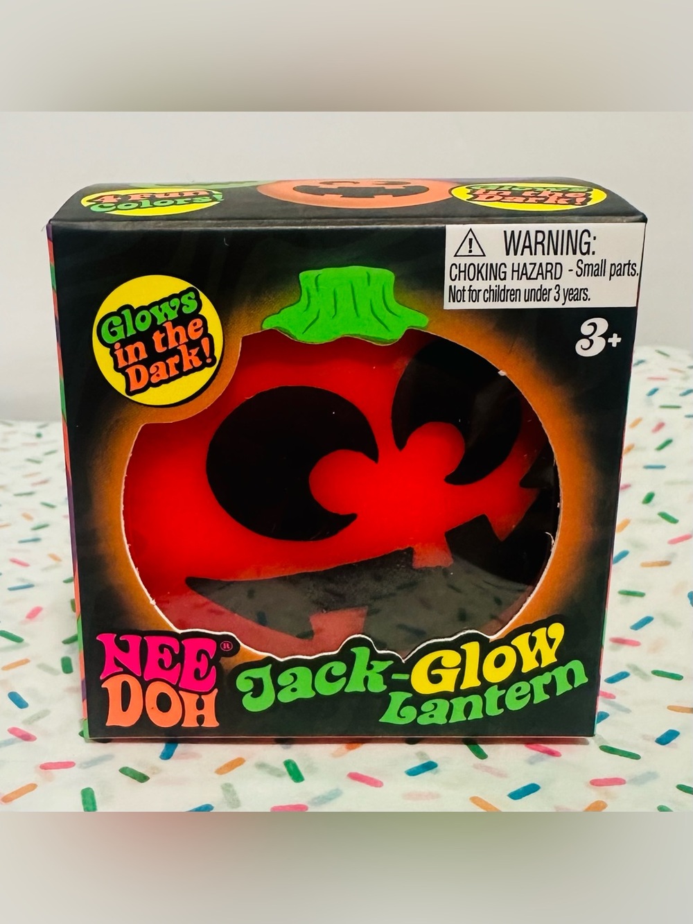 NeeDoh Jack-Glow Lantern - Orange Glow Pumpkin Toy